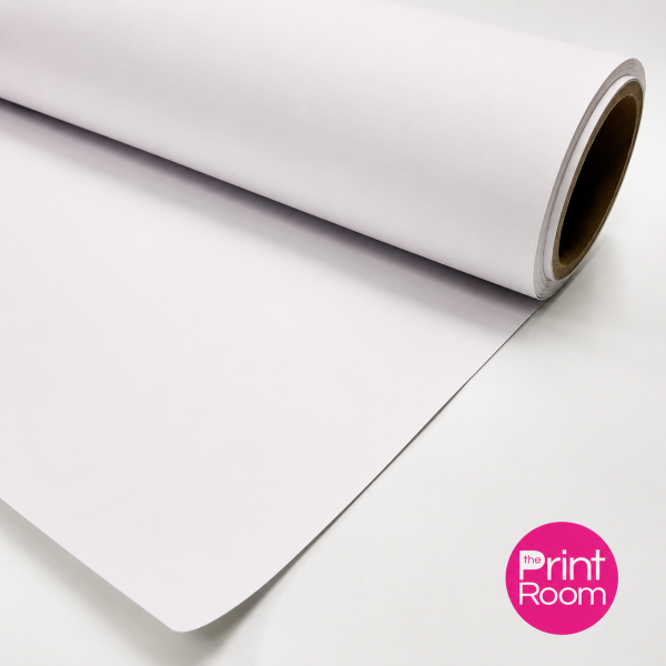 Double-sided PVC banner material supplied trim only, shown as a white roll with The Print Room placeholder logo.