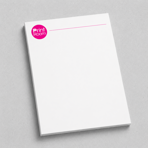 Print Room branded letterhead on white uncoated paper with a clean professional design displayed on a light grey textured background.