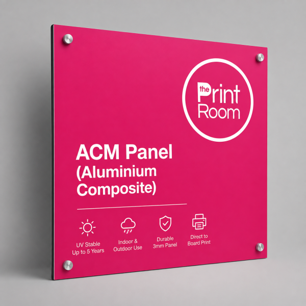 Print Room branded ACM aluminium composite panel for durable indoor and outdoor printed signage.